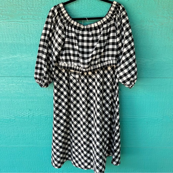 NWT Anthropologie Maeve Gingham Crop Top Midi Skirt Set Black White SIZE SMALL - Picture 7 of 12